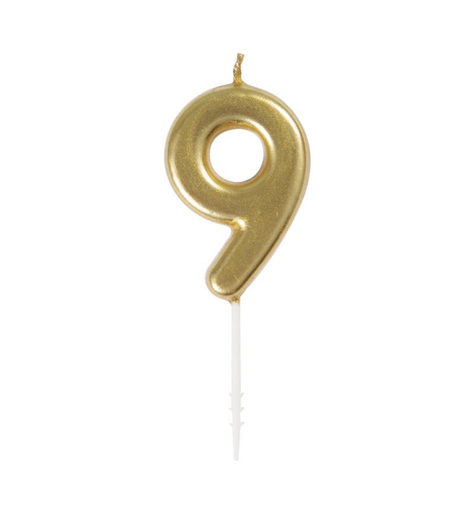 Númerakerti - Metallic - Gyllt - 4,5 cm