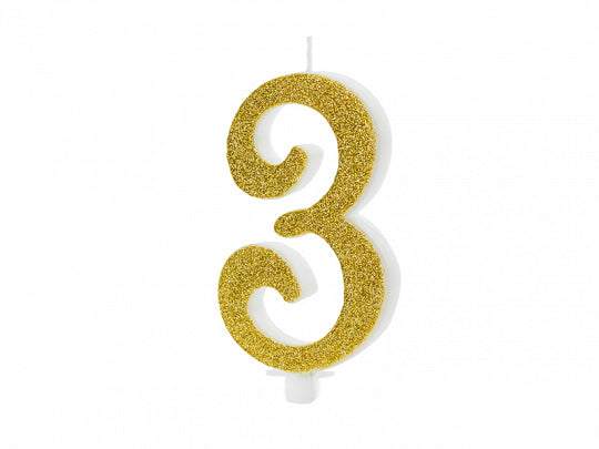 Númerakerti - Glimmer - Gyllt - 10 cm